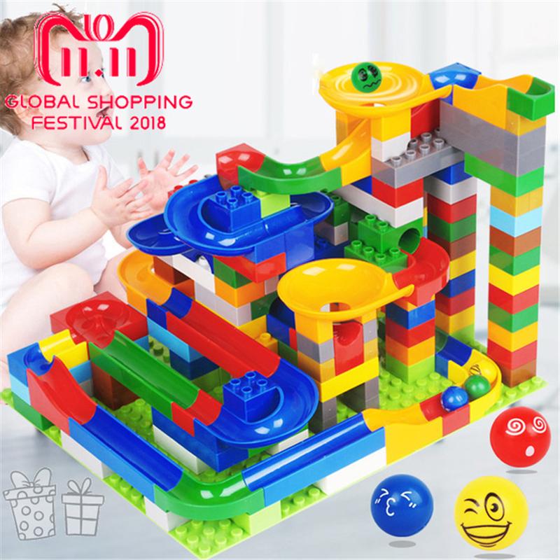 104 Stück Fun Lock Duplo Marble Race Run Maze Ball Track Baubausteine ​​Lernspielzeug