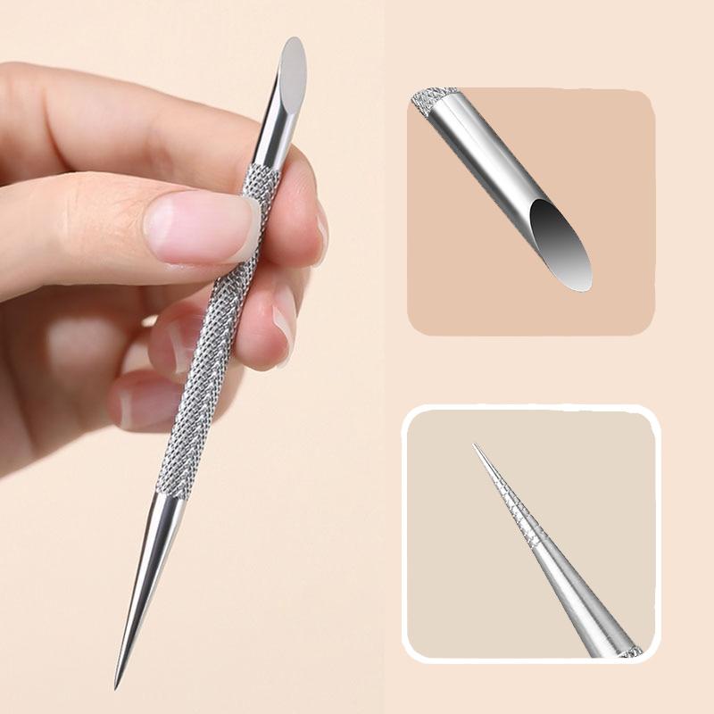 1/3pcs New Nail Double-ended Use Stainless Steel Circle Beveled Head Cuticle Pusher Remover Manicure Sticks Tool Nail Art Tool