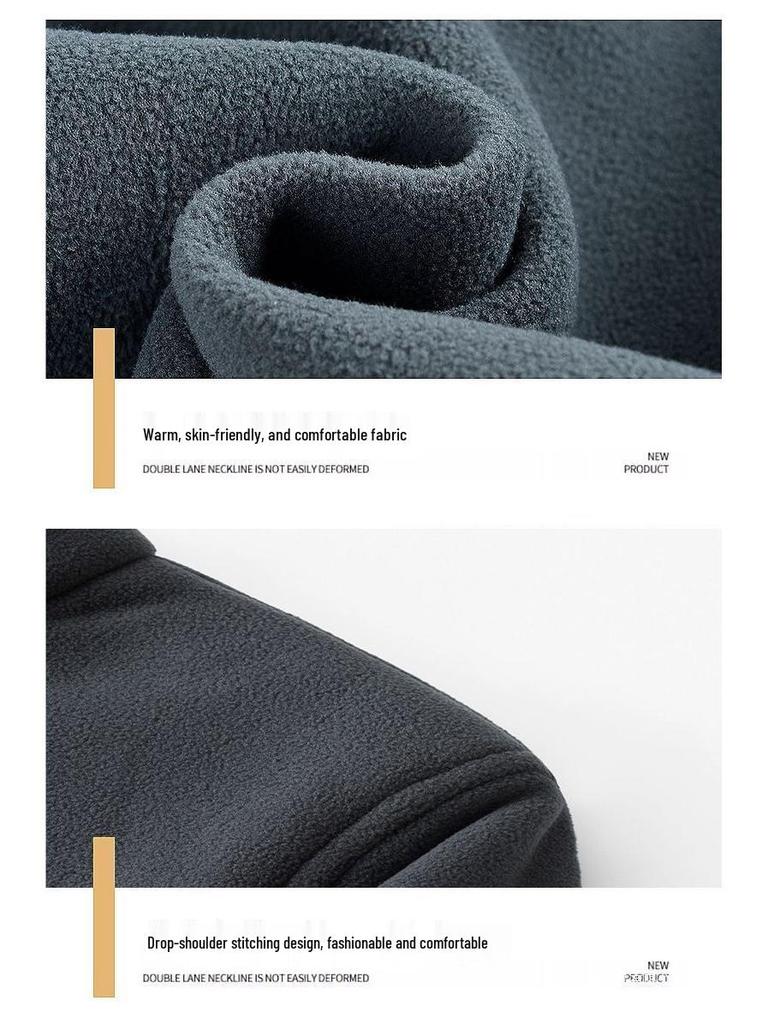 Men's Extra Thick Polar Fleece Jacket – Stand Collar Casual Winter Coat