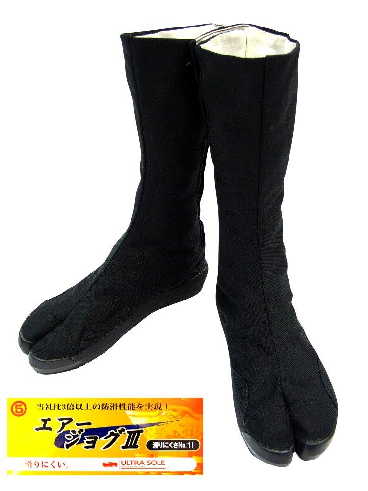 Air Jog III Air Tabi with 12 Kohaze Tabi Marugo (Black) Socks, Co., Ltd. (Size 26.0cm)