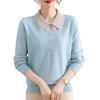 Mom autumn knitted sweater bottom lapel new top medium and old women's sweater outer t-shirt women