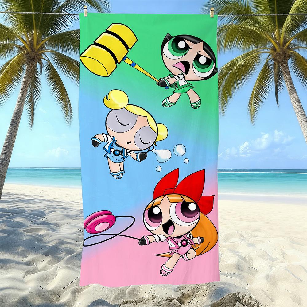 Cartoon Flying Little Policewoman Microfiber Beach Towel Quick-Drying Water-Absorbing Children'S Swimming Bath Towel Travel Portable Large Ruler