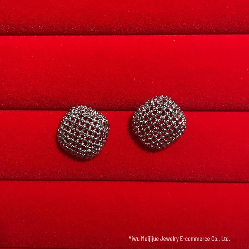 Vintage Red Agate & Zircon Inlaid Oval Shell Daisy Stud Earrings - Versatile Jewelry for Daily Wear