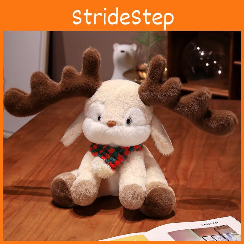 Christmas Reindeer Scarf Plush Toy Big Eared Elk Stuffed Animal Doll Gift 35cm
