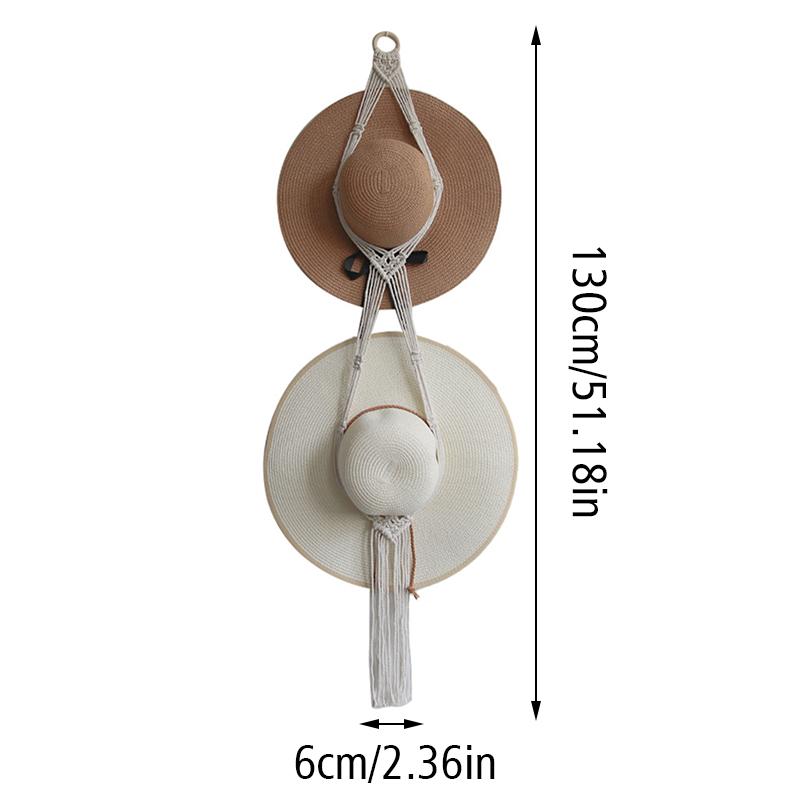 1PC Home Multi-layer Hanging Wall Storage Clip Braided Hat Rack Hanging Hat Tassels Cotton Rope