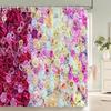 Rurality Fresh Flowers Wall Shower Curtains Bathroom Shower Curtain 3D Fabric Bath Curtain With Hooks Waterproof Bath Screen