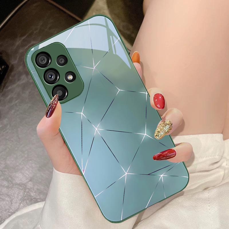 Lingge Dazzling Light For Samsung Galaxy S10 4G S20 11E 30 S21 21Fe 22 S24 Pro S23 Ultra 5G S8 S9 Tempered Glass Phone Case
