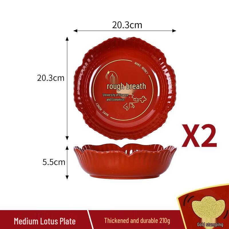 SEE KEAN Auspicious Red Lotus Fruit & Candy Plate