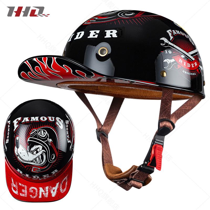 Motorcycle Helmet Half Helmet Summer Men's and Women's Vintage Harley Electric Motor Car Baseball Cap and Helmet