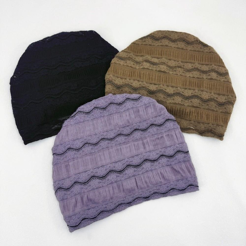 Embroidery Flower Lace Turban Caps Elastic Cancer Chemo Hat Fashion Head Wraps Hat Daily Wear