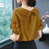 Women's Summer Simple Casual T-shirt Pleated Loose Temperament Elegant Top