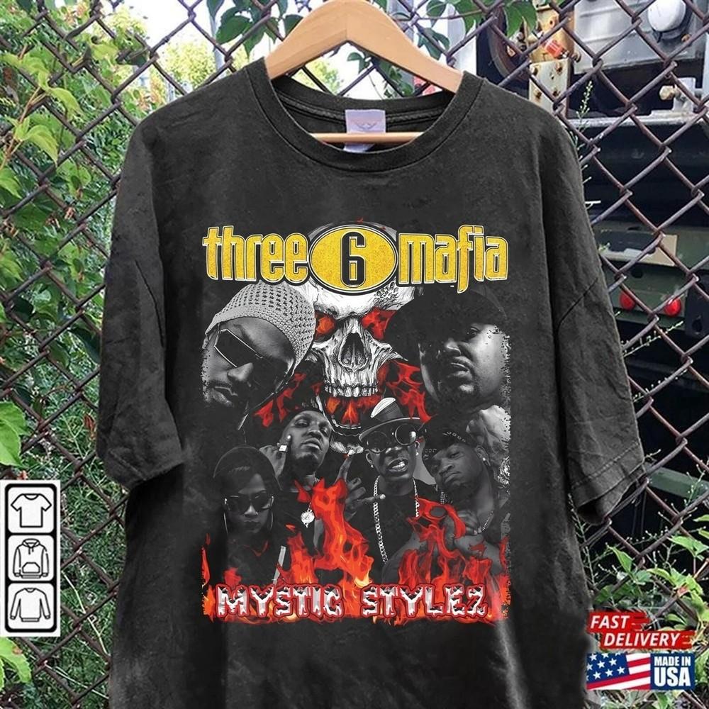 Three 6 Mafia Band Shirt Classic Style Black Short Sleeve Unisex Shirt WA2101