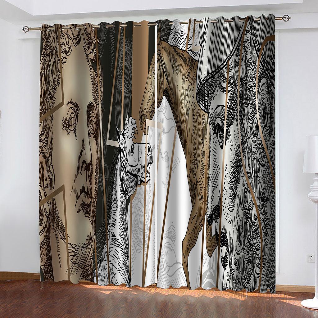 Abstract Art Figure Painting 3D Printed Blackout Curtain For Kids Girl Bedroom Living Room Decoration Window Treatment Drapes