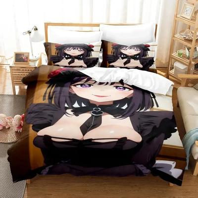Nowy druk 3D Seksowna karmiąca dziewczyna, młoda kobieta Duży biust Zestaw pościeli Zestaw trzyczęściowy Anime Sypialnia dla dorosłych Dzieci Zestawy poszewki na kołdrę