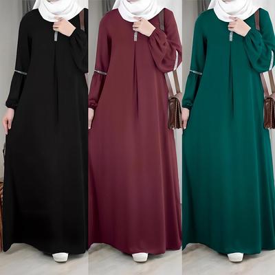 Middle Eastern Sequined Long-Sleeve Abaya Dress - Casual Satter Saudi Arabia Fashion