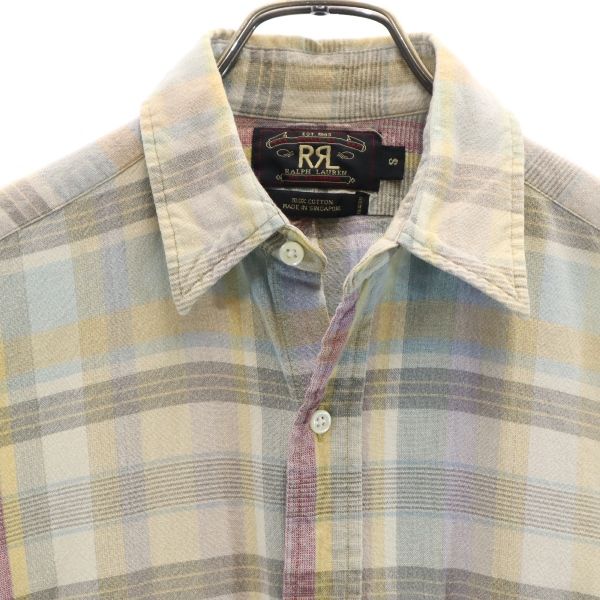RRL 90s First black tag with three red stars Check Pattern Short sleeve shirt Men's Used