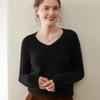 2025 Autumn/Winter Women's V-Neck Seamless Cashmere Sweater: Versatile Knitted One-Piece Pullover Base Layer