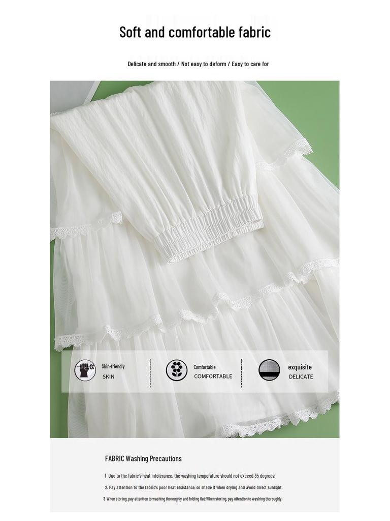 White 3-Tier Lace Trim Flare Skirt - Spring/Summer 2026 Collection