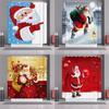 Christmas Shower Curtain With Hooks Waterproof Fabric Santa Claus 3d Printing