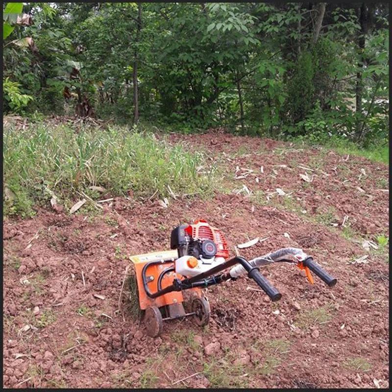 NEW 52CC Mini Tiller Garden Cultivator Rotary Hoe Tine Tiller Cultivator Pro Machine Soil Loosening Equipment Gasoline Power