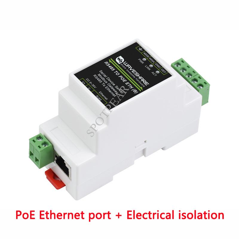 Industrieller RS485 zu RJ45 Ethernet Serieller Server mit TCP/IP, DIN-Schienenmontage und POE-Unterstützung.
