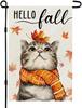 Hello Fall Cat Garden ag 12x18 Inch Double Sided for Outside Small Burlap Autu KKL AAL  WZZ