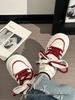 Women's Burgundy Autumn Sneakers: Breathable, Thick-Soled, Versatile Sports Shoes