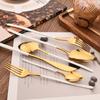 White Gold 30Pcs Dinnerware Set Knife Dessert Fork Spoon Tableware Cutlery Set 18/10 Stainless Steel Flatware Silverware Sets