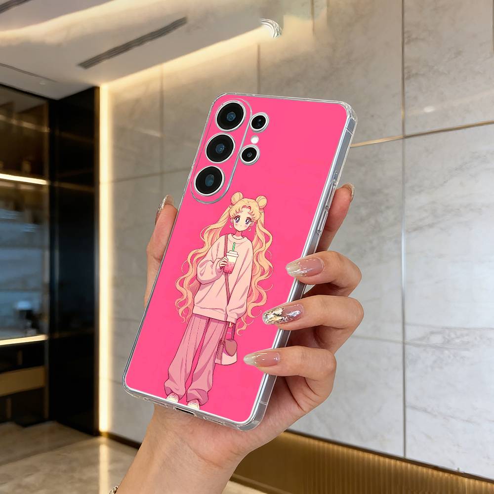 Sailor M-Moon-Usagi Tsukino Clear Soft Silicone Phone Case forSamsung S25, S24, S21, S22, S23, S30, Ultra, S20, Plus