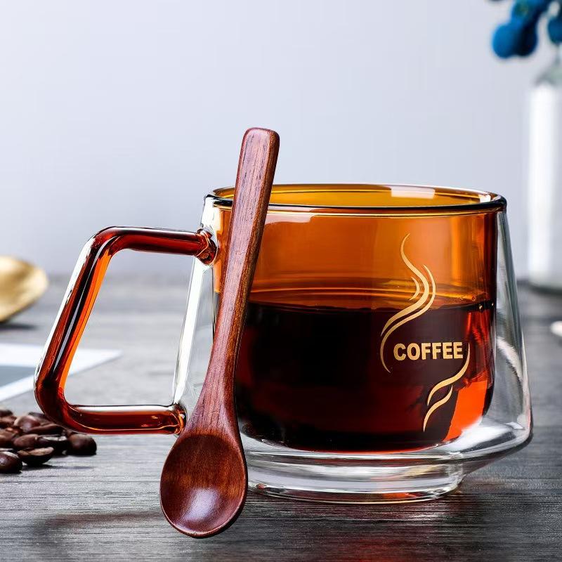 Kaffeetasse aus Borosilikatglas mit hohem Wert, Wärmeisolierung, doppelwandiges Glas, kreativ, transparent, Hochtemperatur-Wasserglas, Hitzebeständigkeit