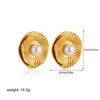 Stainless steel 18K gold pearl stud earrings round pearl earrings light luxury ear jewelry