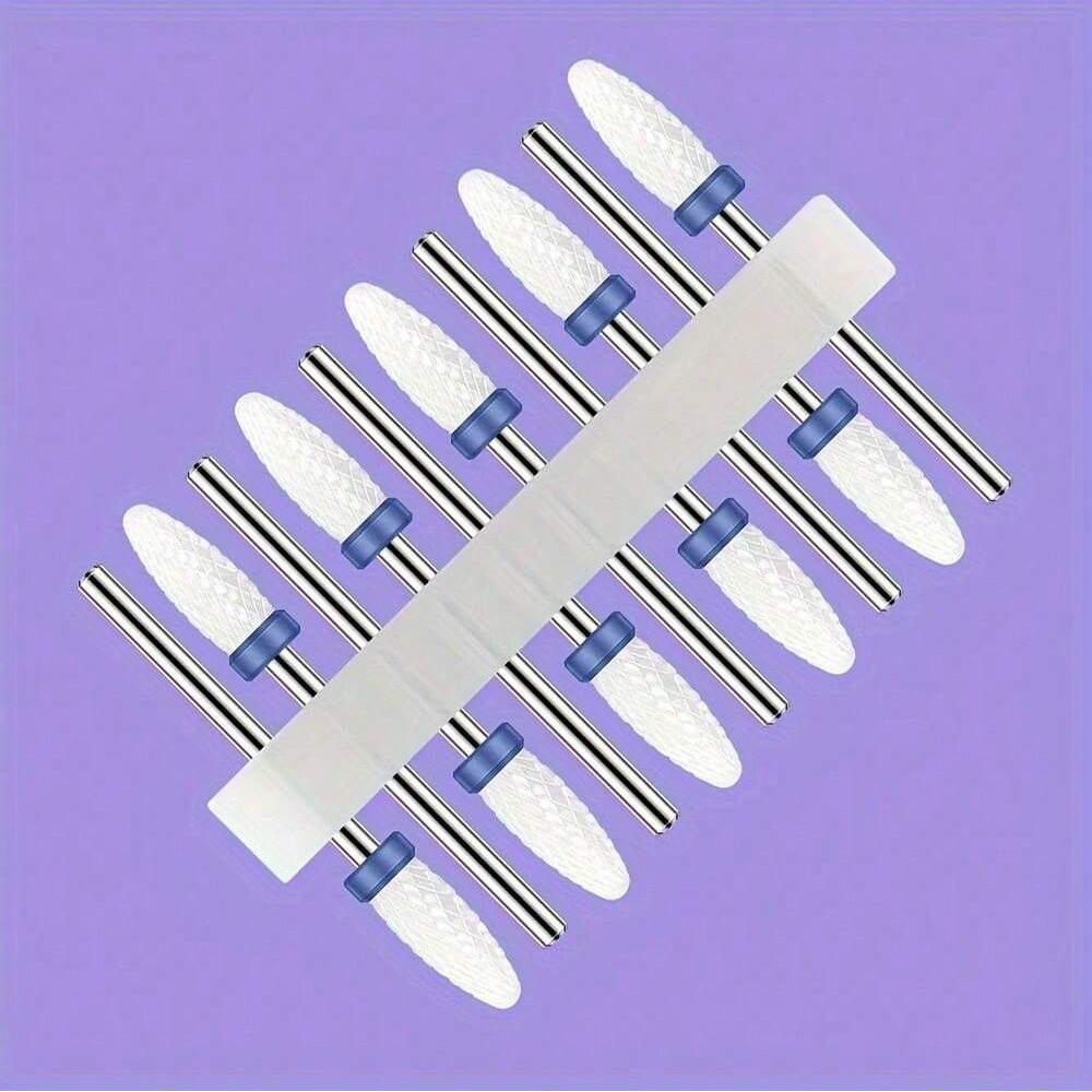 10pc/Set Ceramic Milling Cutter Nail Drill Bits Burr Gel Polish Remove Tools Cuticle Electric Manicure Files Kit Accessories
