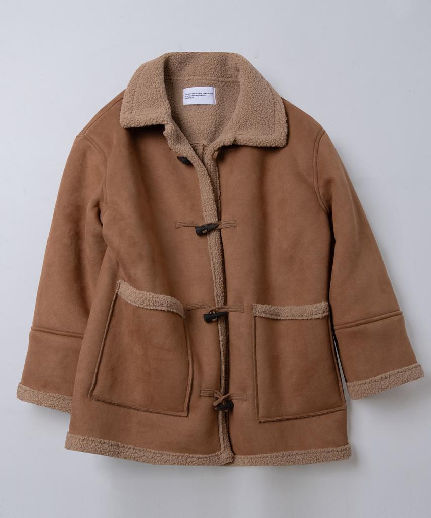 Place Studio Suede Oversized Flap Pocket Duffle Coat Jacket [Brown]