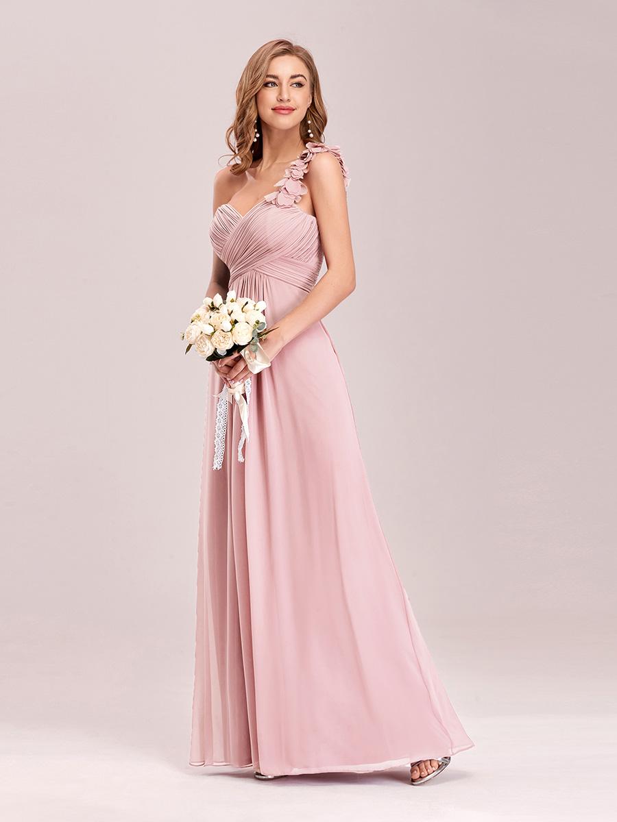 Всегда красивые женские шифоновые платья на одно плечо с ампирной талией длиной до пола — фото 8