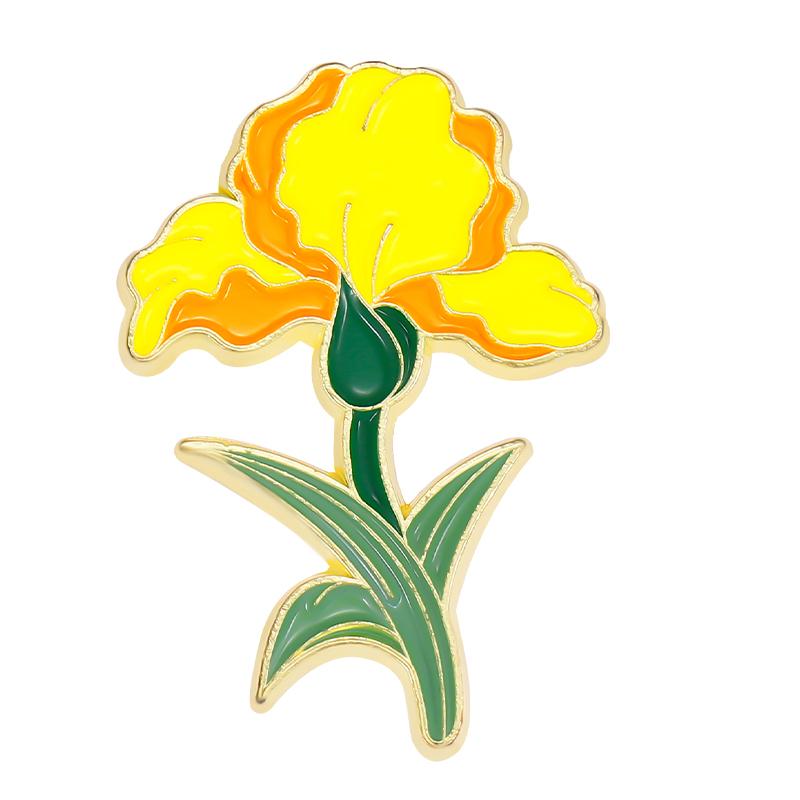 Month Flowers Enamel Pins Iris Lily Hydrangea Peach Blossom Brooch Lapel Badge Cartoon Plant Jewelry Gift for Kids Friends
