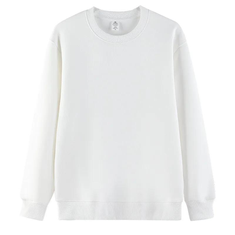 Cotton Long Sleeve Thin Fleece Sweatshirts Solid Casual Simple Drop Shoulder Hoodies Warm Crewneck American Couple Sweatshirt