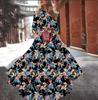 Spring and Autumn New Dress Printed Pendulum Temperament Chiffon Floral Slim Dress