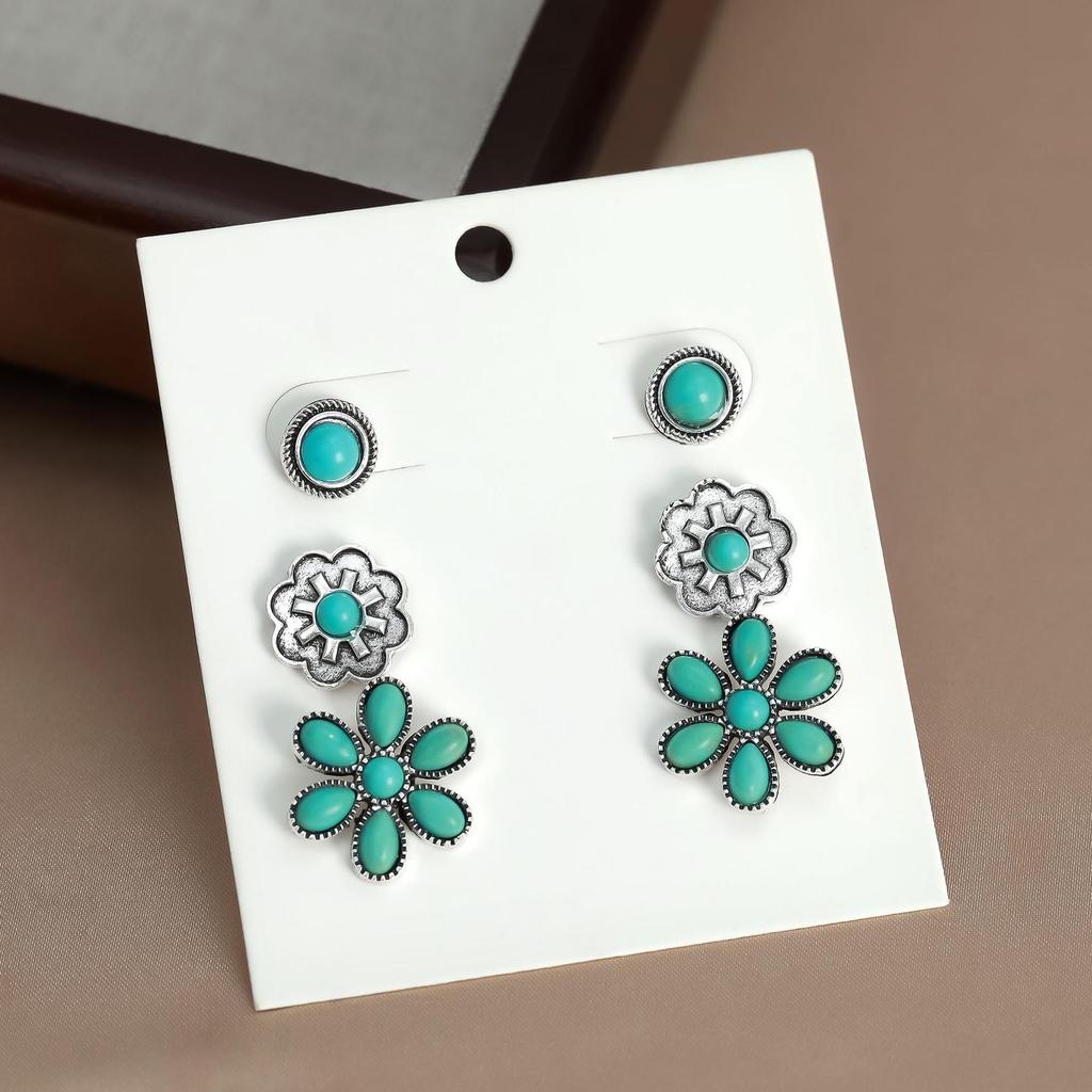 Bohemian Turquoise Gemstone Earrings – Set of 5 Pairs