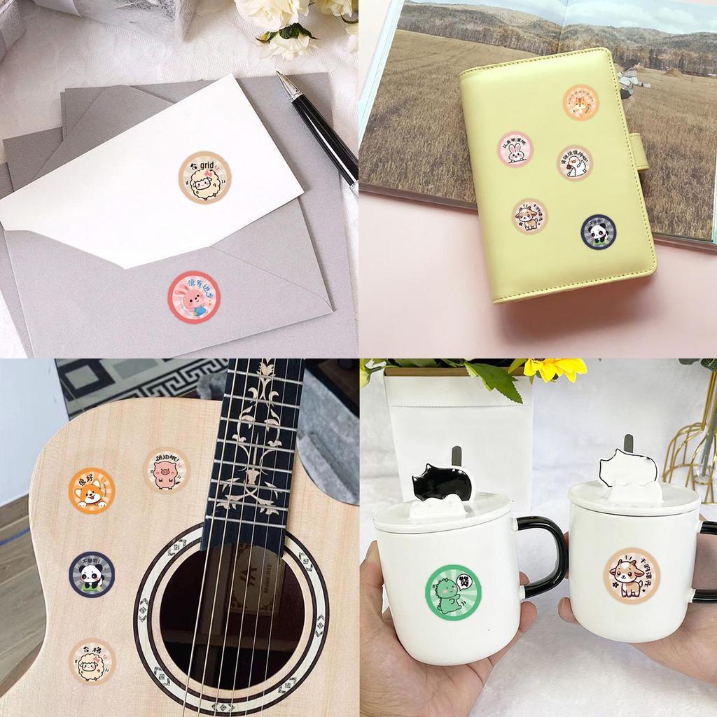 Cartoon Animal Decorative Stickers - 500/Roll for Notebooks