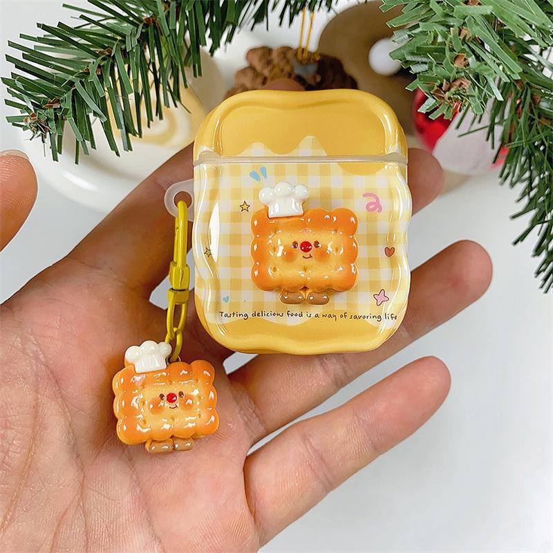 Koreanisches Niedliches 3D-Hamburger-Karomuster-Kopfhörerhülle Für Airpods 4 3 2 Pro 3 Abdeckung mit Anhänger Silikon-Headset-Schutzhüllen Funda