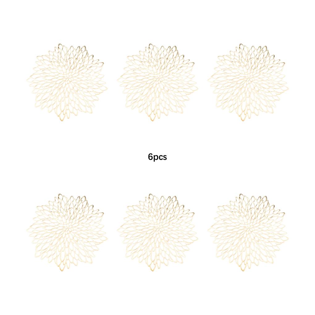 2/6 Stück Blume Hohl Platzset Leichtgewichtige PVC Wärmeisolierunterlage Verbrühschutz Tischmatte Tragbare Essmatten
