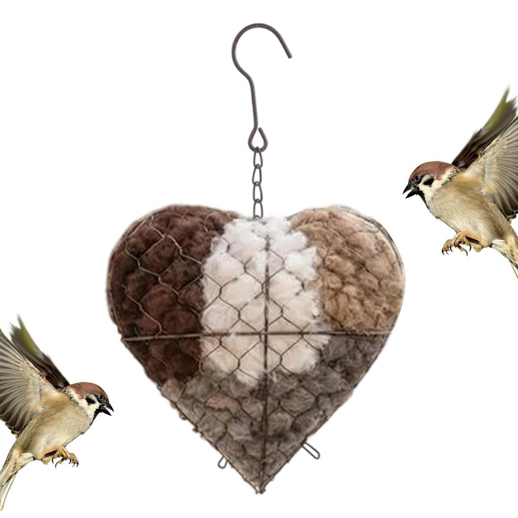 Handmade Fiber Bird Nesting Heart Bird Nesting Heart Outdoor Yard Art Welcoming Nest Outdoor Garden Decor Bird Keeping Supplies