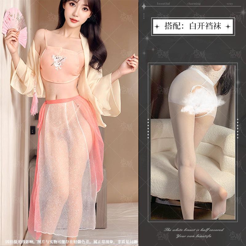 Sexy underwear women's sexy Hanfu ancient clothing embroidery perspective belly pocket bed passion suit hot uniform women