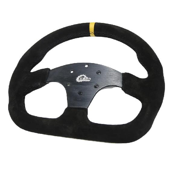 13inch 330mm Type D Steering Wheel Suede Steering Wheel Flat Game Steering Wheel  Blue Yellow Ring
