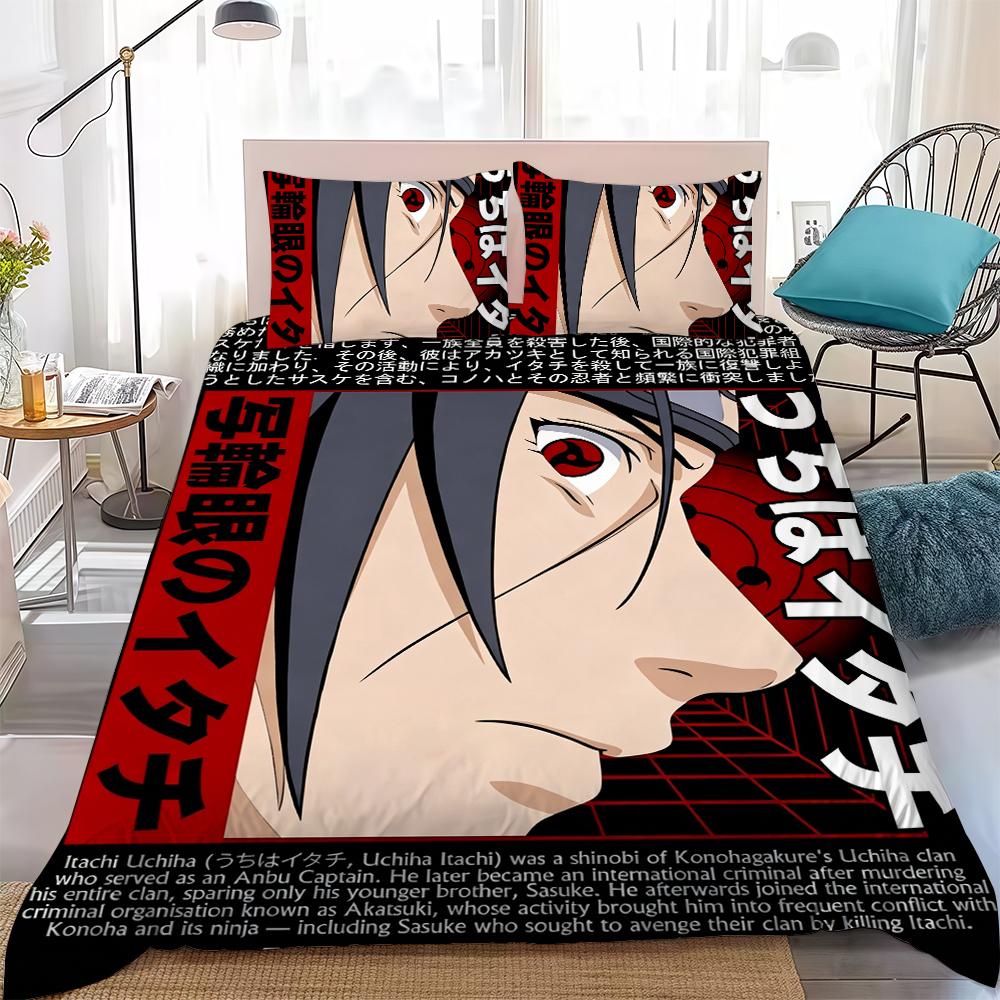 I-Itachi Anime U-Uchiha Duvet Cover Set Home Style Bedding Soft Laundry Cotton Bed 3 Piece Set Student Dormitory Gift