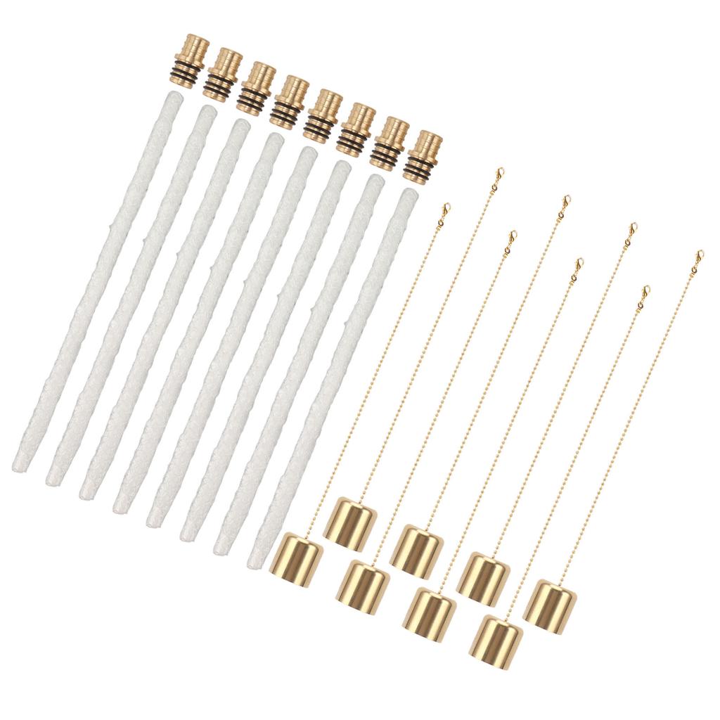 8Pack Wine Bottle Torch Kit Long Life Torch Wicks Brass Torch Wick Holders Caps Wine Bottle Torch