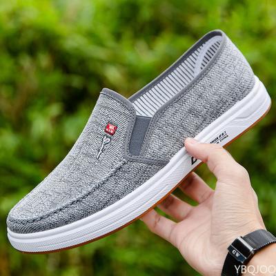 Men's  Flat Bottom Casual Driving  Cloth Low Top Canvas  Breathable and Light Old Beijing Lazy Work Shoes Plus Size