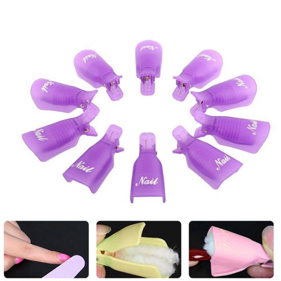 10Pcs Plastic Nail Art Soak Off Cap Clips UV Gel Polish Remover Manicure Tool