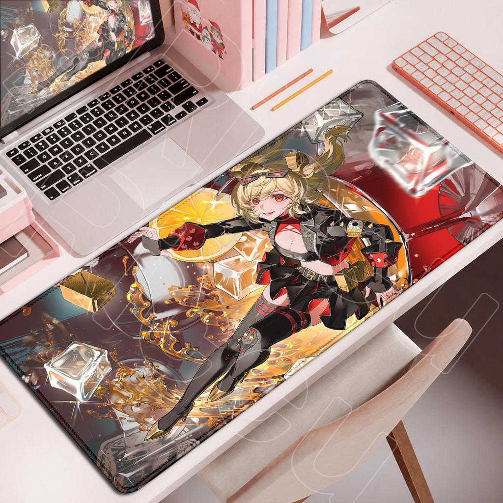 Kawaii Anime Mädchen Schreibtischteppich PC Gummi Zubehör Burnice Weiß Verriegelungskante Mauspads Heißes Spiel Zenless Zone Zero Tastaturmatte