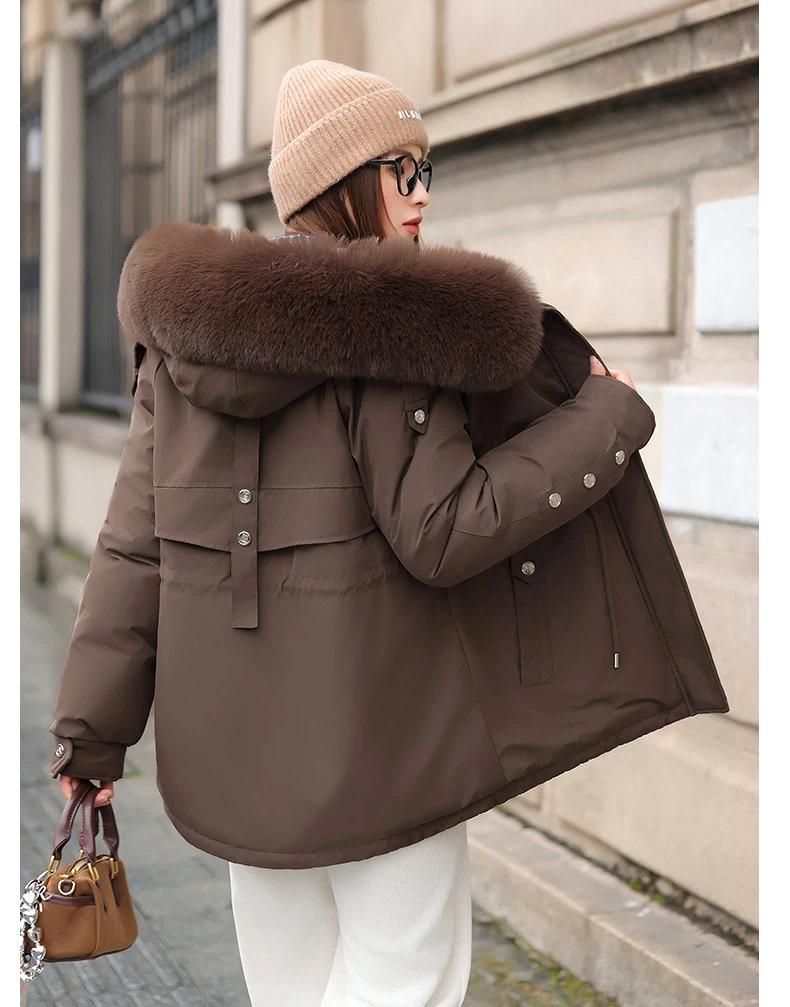 Fleece-lined Thickened Parker Clothing Women's Mid-length Winter Cotton-padded Coat
